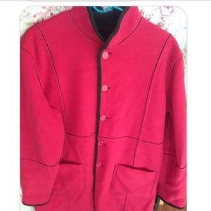 Red and black reversible fleece jacket